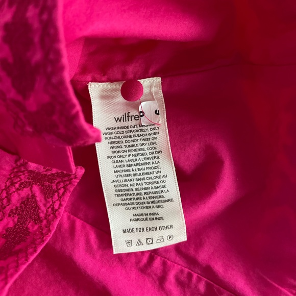 Aritzia Wilfred Pink Button-Up Puff Sleeves Boho Preppy cotton Blouse Sz XS - Picture 11 of 13